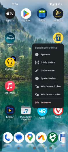 Octopi Launcher: Für Apps lassen sich zwei Wischgesten zuordnen. (Bild: OctopiAppFactory/Screenshot: Golem)