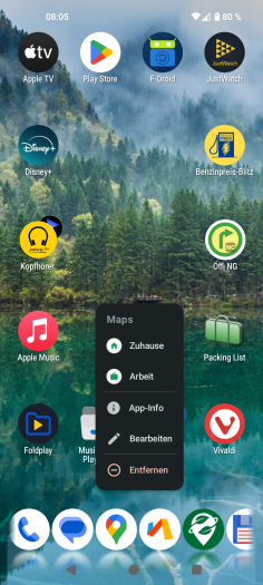 Octopi Launcher: Das Dock unterstützt ebenfalls die typischen Schnellbefehle. (Bild: OctopiAppFactory/Screenshot: Golem)