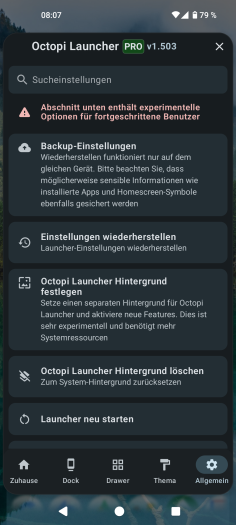 Die Konfiguration des Octopi Launcher lässt sich speichern. (Bild: OctopiAppFactory/Screenshot: Golem)