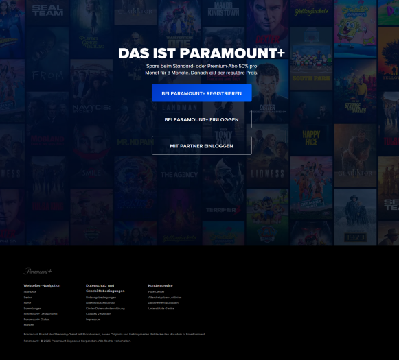 An keiner Stelle auf der Homepage von Paramount+ wird ein Preis für die Abos genannt. (Bild: Paramount/Screenshot: Golem)