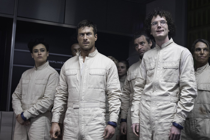 Katy M. O'Brian, Glen Powell und Martin Herlihy als Teilnehmer der mörderischen Show The Running Man (Bild: Paramount Pictures)