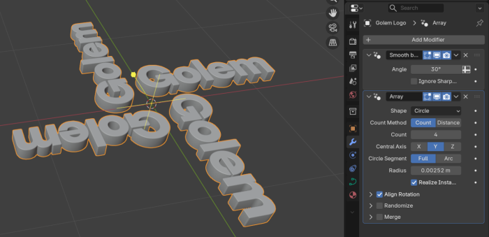 Mit dem Array Modifier kann man ein Objekt mehrfach kopieren und neu positionieren. Eine Platzierung wie in diesem Beispiel war bisher nur mit etwas Aufwand möglich. Mit der neuen Version in Blender 5.0 ist es aber eine Sache von wenigen Klicks. (Screenshot: Gottfried Hofmann)