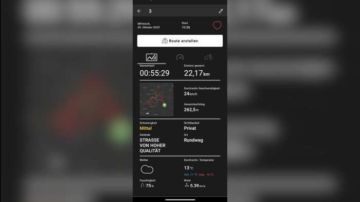 Die Daten aufgezeichneten Routen werden übersichtlich und umfassend präsentiert. (Quelle: Mahle/Screenshot Golem)