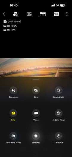 Diese Modi können wir bei Insta360 vom Smartphone aufrufen. (Bild: Insta360 / Screenshot: Golem)