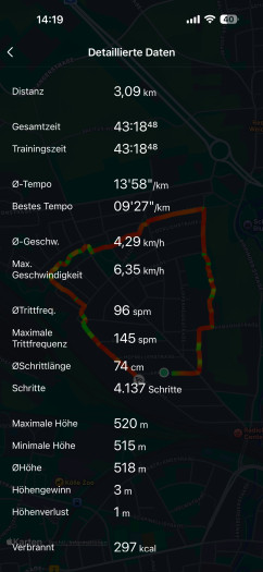 In der App gibt es alle Daten zum jeweiligen Training. (Bild: Amazfit/Screenshot: Golem)
