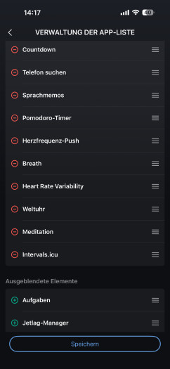 Die Widgets lassen sich individuell konfigurieren. (Bild: Amazfit/Screenshot: Golem)