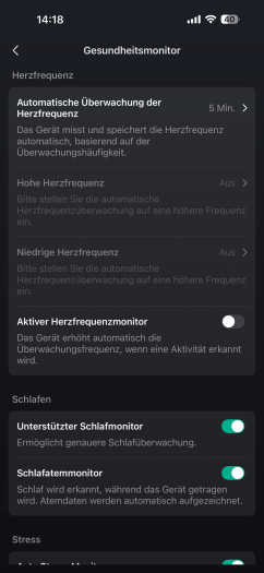 Die Active Max misst den Puls normalerweise nur alle fünf Minuten. Das dürfte in den meisten Fällen ausreichend sein. (Bild: Amazfit/Screenshot: Golem)