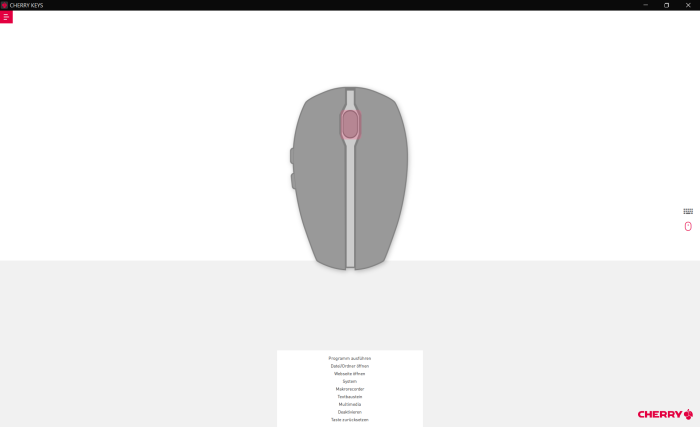 In der Keys-Software lassen sich nur drei Maustasten anders belegen. (Bild: Cherry/Screenshot: Golem)