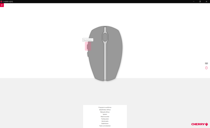 In der Keys-Software lassen sich nur drei Maustasten anders belegen. (Bild: Cherry/Screenshot: Golem)