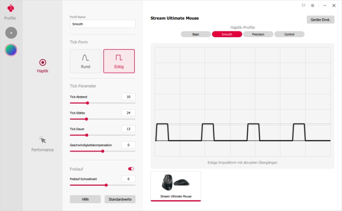 Die Anpassung des Mausrads in der Software ist einfach zu viel des Guten. (Bild: Cherry/Screenshot: Golem)