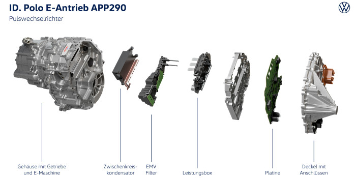 Der Wechselrichter wurde von VW selbst entwickelt. (Bild: VW)
