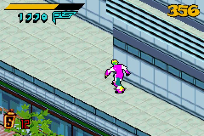 Im September 2003 kam Jet Grind Radio auch für den Game Boy Advance auf den Markt. Die charmante Umsetzung von Vicarious Visions setzte allerdings auf eine isometrische Grafikdarstellung und bot einen Vier-Spieler-Linkkabel-Modus. (Bild: Sega / Screenshot: Moby Games)