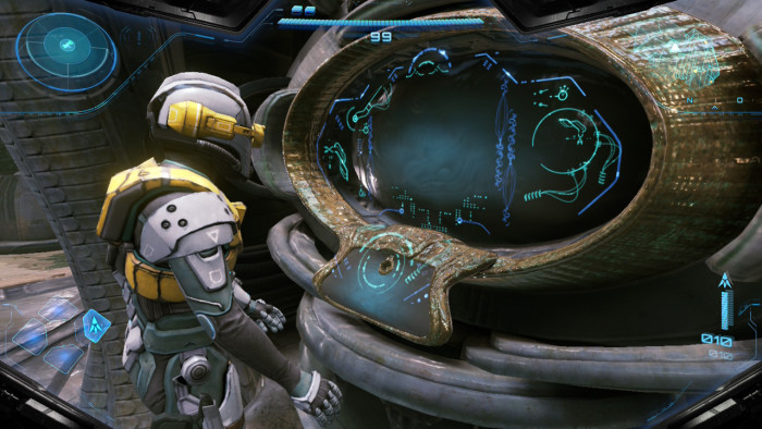 Ein Computerterminal verrät uns mehr über die fremde Welt. (Bild: Nintendo / Screenshot: Golem)