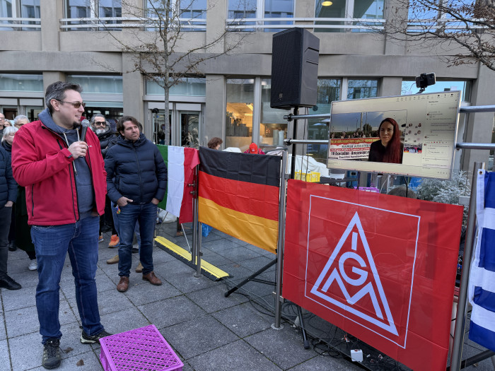 Proteste bei Nokia München am 10.12.2025 während der Arbeitszeit (Bild: IG Metall München) 
