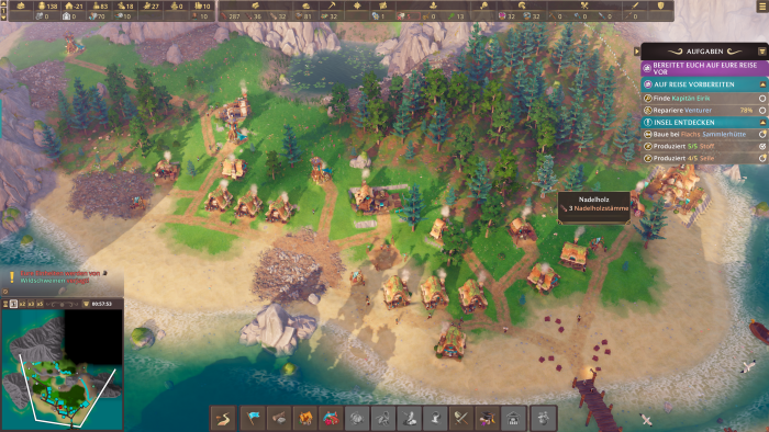 Die Welt von Pioneers of Pagonia sieht idyllisch aus - jedenfalls auf den ersten Blick. (Bild: Envision Entertainment / Screenshot: Golem)