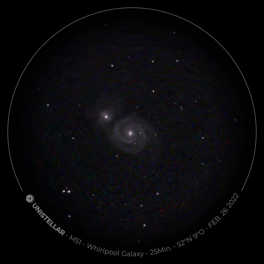 M51-Galaxie, aufgenommen mit dem Evscope 2 ...