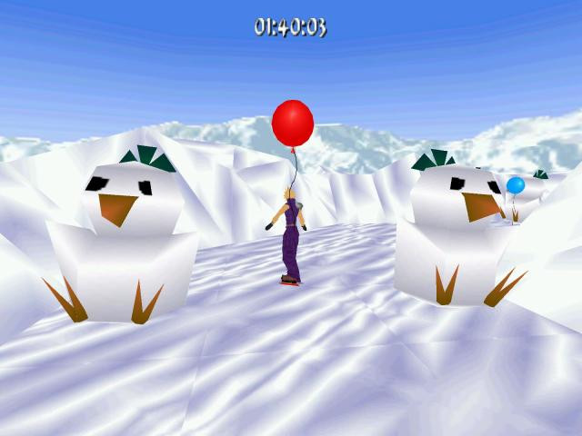 Das Snowboard Minigame von Tifa Nazah, bei dem Cloud als Lara auf die Piste geht, ist eins der sehr anderen Tomb-Raider-Level. (Bildquelle: trle.net).