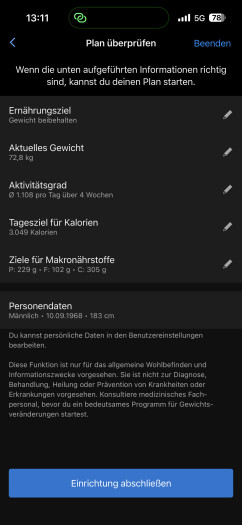 Die Daten kann man aber auch nachträglich noch ändern. (Bild: Garmin/Screenshot: Golem)
