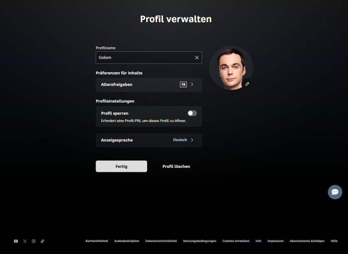 Diese Einstellungen sind bei Erwachsenenprofilen möglich. (Bild: Warner/Screenshot: Golem)