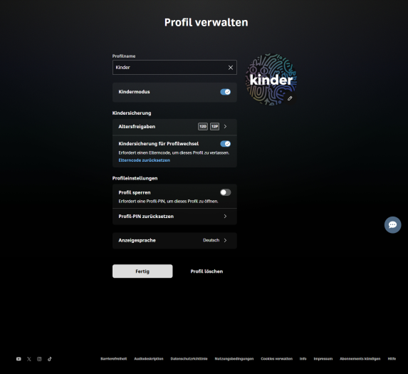 Der Elterncode für Kinderprofile ist eine tolle Idee. (Bild: Warner/Screenshot: Golem)
