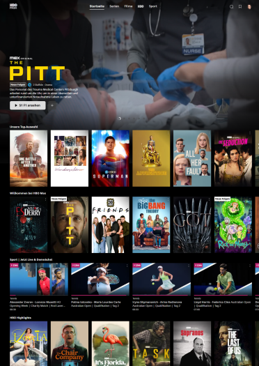 Die Startseite von HBO Max (Bild: Warner/Screenshot: Golem)