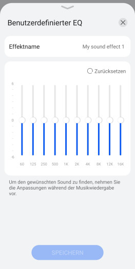 Mittels Equalizer lässt sich der Klang der Freeclip 2 anpassen. (Bild: Huawei/Screenshot: Golem)