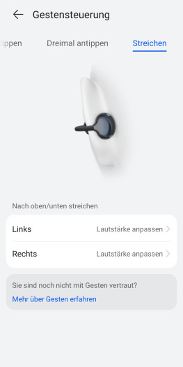 So ist die Lautstärkeregelung bei den Freeclip 2 umgesetzt. (Bild: Huawei/Screenshot: Golem)