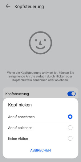 Die Kopfgesten der Freeclip 2 lassen sich eingeschränkt verändern. (Bild: Huawei/Screenshot: Golem)