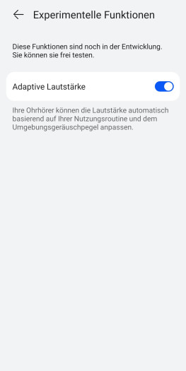 Damit regeln die Freeclip 2 die Lautstärke abhängig von der Lautstärke der Umgebung. (Bild: Huawei/Screenshot: Golem)