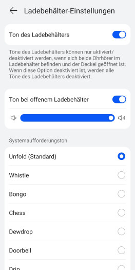 Der Ton des Ladeetuis lässt sich anpassen. (Bild: Huawei/Screenshot: Golem)