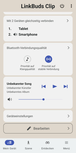 Auf dem Hauptbildschirm der Sony-App lassen sich einige ausgewählte Funktionen festtackern. (Bild: Sony/Screenshot: Golem)