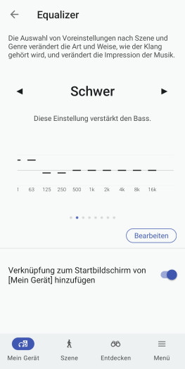 Im Equalizer gibt es ein paar Voreinstellungen. (Bild: Sony/Screenshot: Golem)