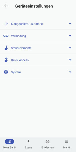 Das ist eine kleine Verbesserung: Die weiteren Einstellungen der Link Buds Clip sind neuerdings auf dieser Seite zu finden und nicht mehr über mehrere Reiter verteilt. (Bild: Sony/Screenshot: Golem)