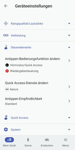 Hier lässt sich die Bedienung der Link Buds Clip anpassen. (Bild: Sony/Screenshot: Golem)