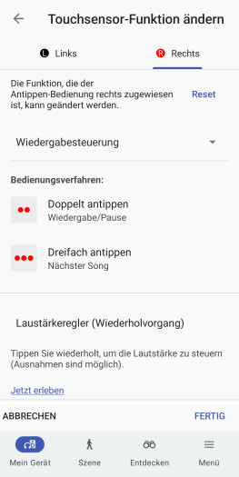 Bei der Standardeinstellung für die rechte Seite sind immerhin beide Befehle mit Funktionen belegt. (Bild: Sony/Screenshot: Golem)