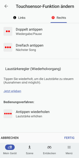 Auch für die rechte Seite kann die Art der Lautstärkeanpassung nicht verändert werden. (Bild: Sony/Screenshot: Golem)