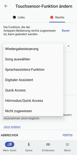 Sony erlaubt immer nur die Änderung der Sensorflächen nach Funktionsgruppen. (Bild: Sony/Screenshot: Golem)