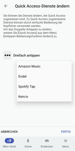 Diese Optionen stehen für die Quick-Access-Funktion zur Verfügung. (Bild: Sony/Screenshot: Golem)
