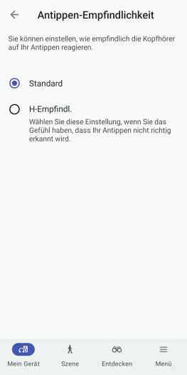 Die Antipp-Empfindlichkeit lässt sich bei Bedarf anpassen. (Bild: Sony/Screenshot: Golem)