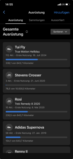 Das neue Gear Tracking in Garmin Connect (Bild: Garmin / Screenshot: Golem)