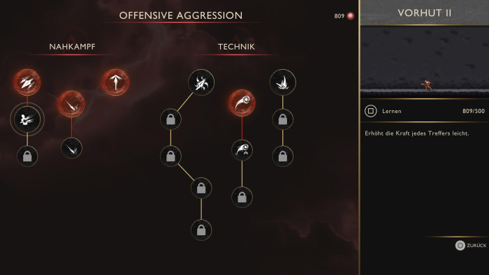 Der relativ einfache Talentbaum von Kratos. (Bild: Sony / Screenshot: Golem)