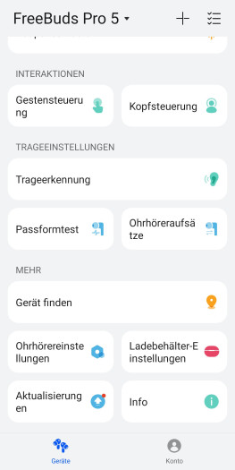 Diese Einstellungen gibt es für die Freebuds Pro 5. (Bild: Huawei/Screenshot: Golem)
