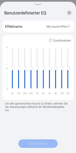 Der Equalizer für die Freebuds Pro 5 kann individuell angepasst werden. (Bild: Huawei/Screenshot: Golem)