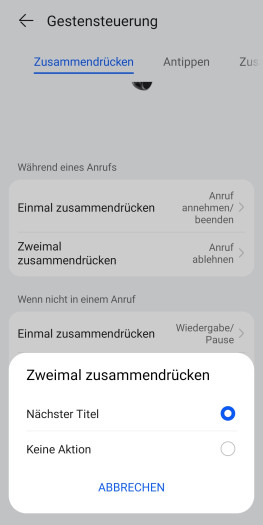 Die Drucktasten der Freebuds Pro 5 lassen sich nur minimal anpassen. (Bild: Huawei/Screenshot: Golem)
