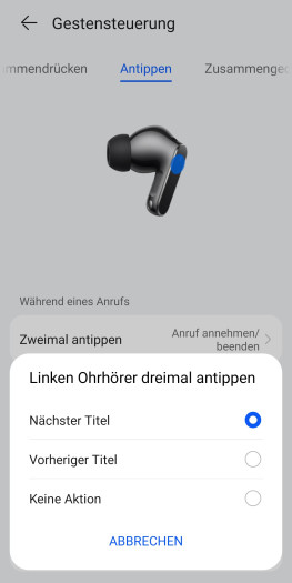Die Belegung des Sensorfelds der Freebuds Pro 5 lässt sich nur minimal anpassen. (Bild: Huawei/Screenshot: Golem)