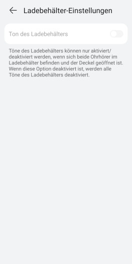 Die Abschaltung des Ladeetui-Tons hat einwandfrei funktioniert. (Bild: Huawei/Screenshot: Golem)