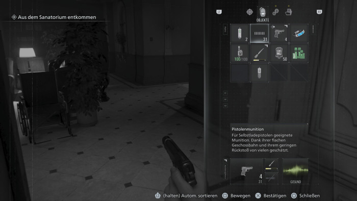 Das Inventar funktioniert genauso wie in den direkten Vorgängern. (Bild: Capcom / Screenshots: Golem)