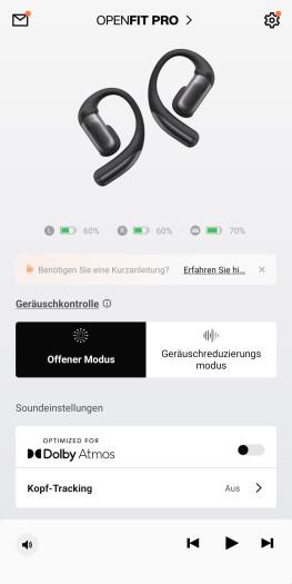 Die Openfit Pro halten ohne aktiviertes ANC 12 Stunden durch. (Bild: Shokz/Screenshot: Golem)