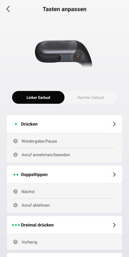 Die Tastenbelegung der Openfit Pro ... (Bild: Shokz/Screenshot: Golem)