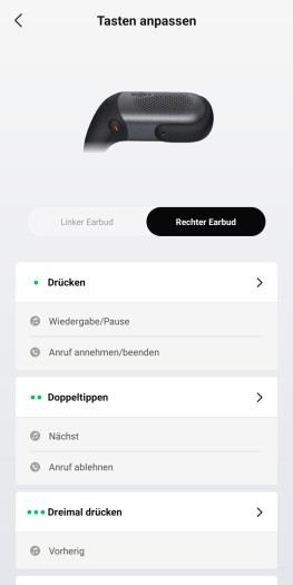 Die Tastenbelegung der Openfit Pro ... (Bild: Shokz/Screenshot: Golem)